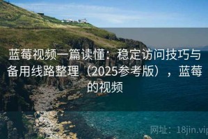 蓝莓视频一篇读懂：稳定访问技巧与备用线路整理（2025参考版），蓝莓的视频