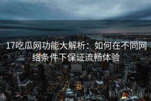 17吃瓜网功能大解析：如何在不同网络条件下保证流畅体验