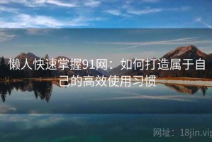 懒人快速掌握91网：如何打造属于自己的高效使用习惯