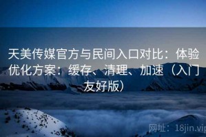 天美传媒官方与民间入口对比：体验优化方案：缓存、清理、加速（入门友好版）