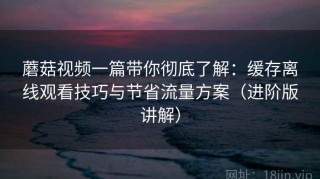 蘑菇视频一篇带你彻底了解：缓存离线观看技巧与节省流量方案（进阶版讲解）
