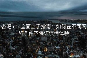 杏吧app全面上手指南：如何在不同网络条件下保证流畅体验