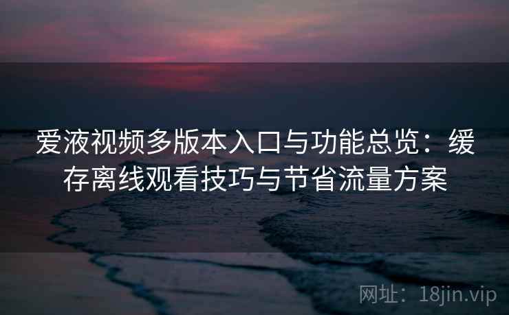 爱液视频多版本入口与功能总览：缓存离线观看技巧与节省流量方案