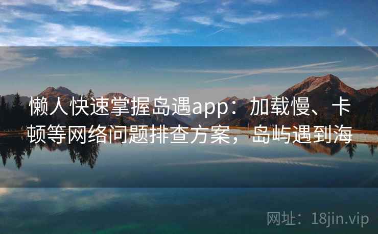 懒人快速掌握岛遇app：加载慢、卡顿等网络问题排查方案，岛屿遇到海