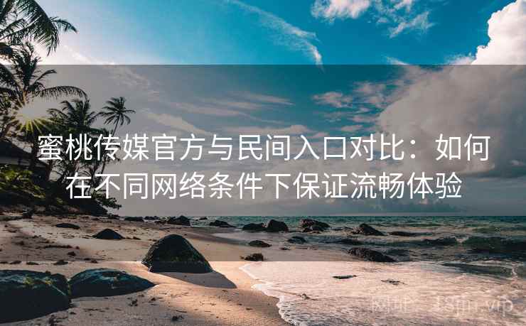 蜜桃传媒官方与民间入口对比：如何在不同网络条件下保证流畅体验